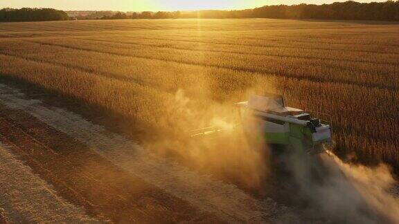 收获联合大田粮食农业小麦日落粮食工作