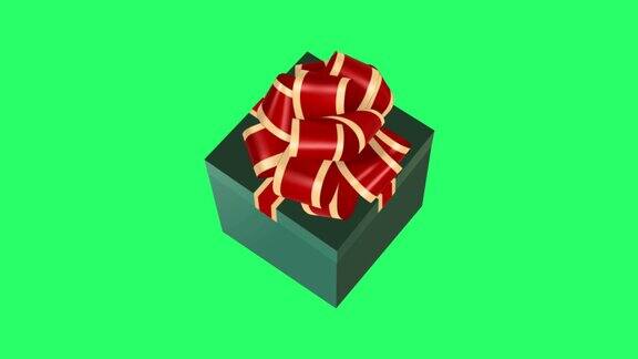 动画绿色gif盒子上的绿色背景设计圣诞或新年模板