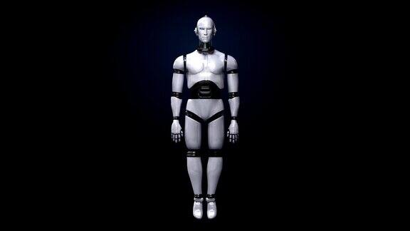扫描旋转白色皮肤3D机器人身体