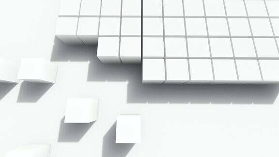 抽象白色立方体的三维动画三维渲染