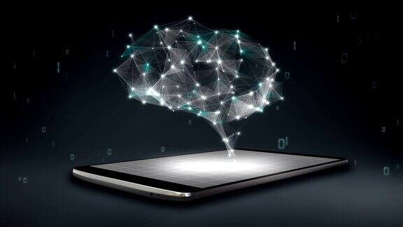 大脑连接智能手机、手机、人工智能的数字线路