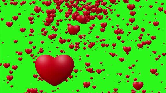 情人节背景爱情爆炸心图标动画爱情符号喜欢按钮吧台设计元素情感社交媒体情人节幸福绿色屏幕色度键