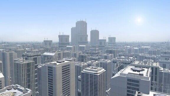 鸟瞰图的未来城市与摩天大楼