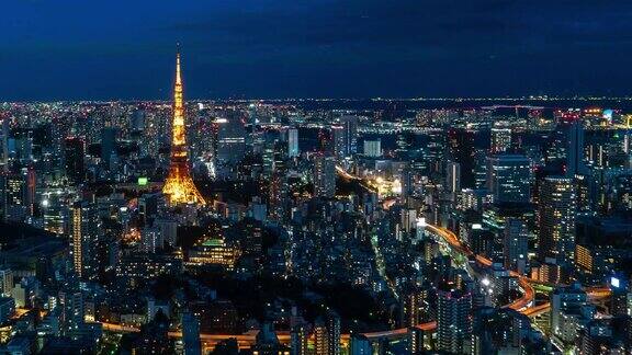 4K延时:鸟瞰图东京塔日本