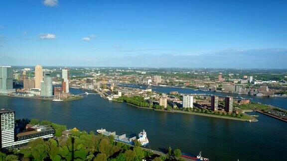 鹿特丹城市和伊拉斯谟大桥航拍