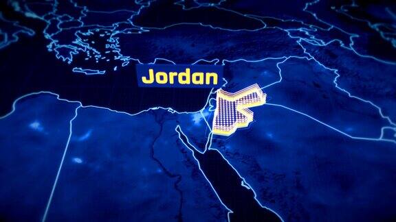 约旦国家边界3D可视化现代地图大纲旅游