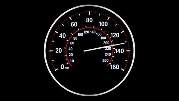 速度计到最大速度通过齿轮和限制在160英里每小时-白色和红色