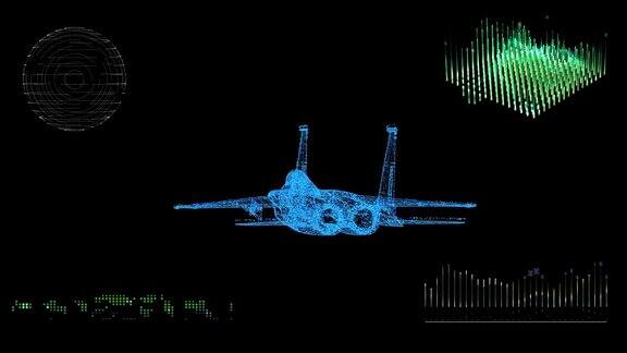 一架战斗机的动画3d蓝图模型