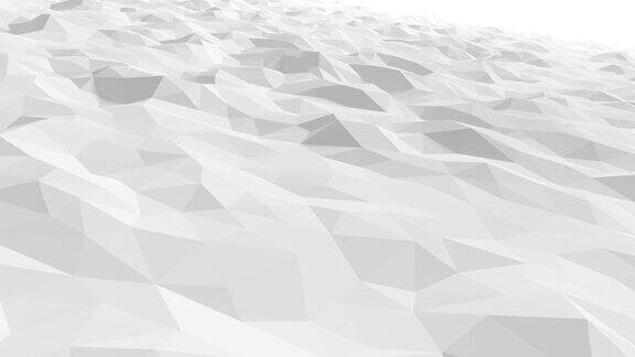 美丽的白色低多边形表面波动在抽象3d动画无缝背景在4k超高清