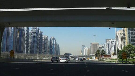 阿联酋白天迪拜码头交通公路旅行4k