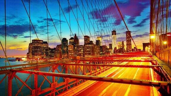 布鲁克林大桥和曼哈顿晚