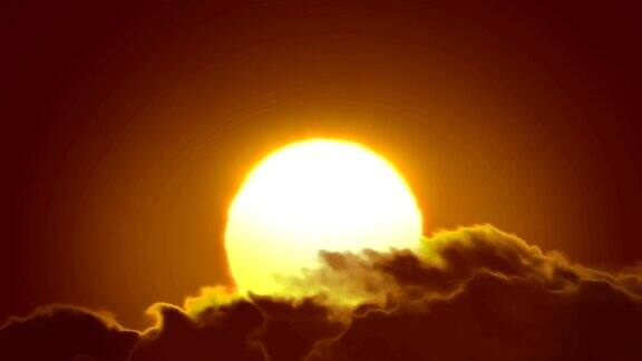 美丽的太阳和云彩在循环动画HD1080