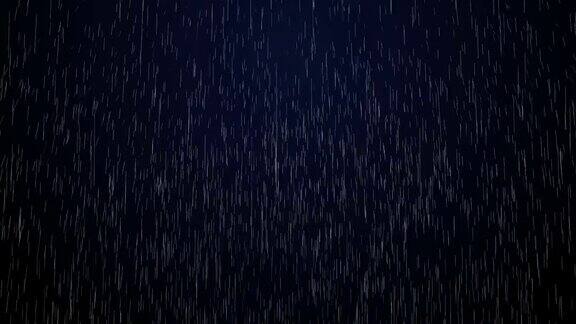 下落雨滴的连续镜头动画实时在黑色
