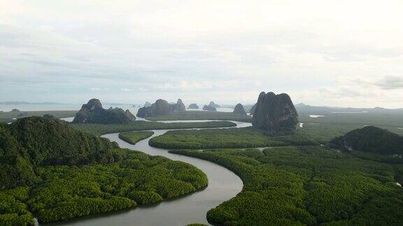 泰国南部攀牙湾鸟瞰图