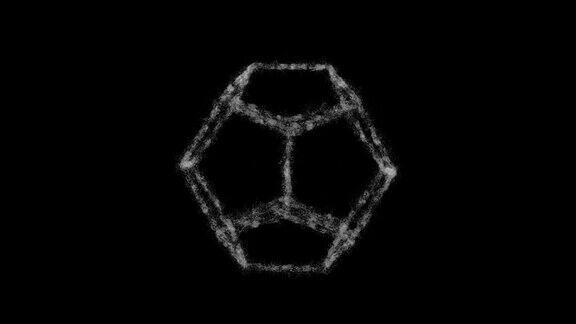 全息图的一个旋转几何形状4K动画黑白三维可循环