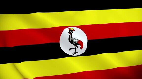 4K乌干达国家动画标志乌干达动画国旗乌干达国旗飘扬乌干达动画国旗