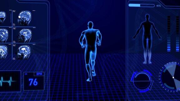 人体在跑步运动健身中进行体检的数字生成动画