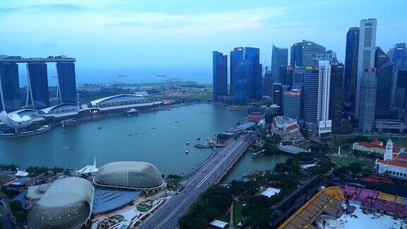 从白天到夜晚的延时拍摄新加坡城市