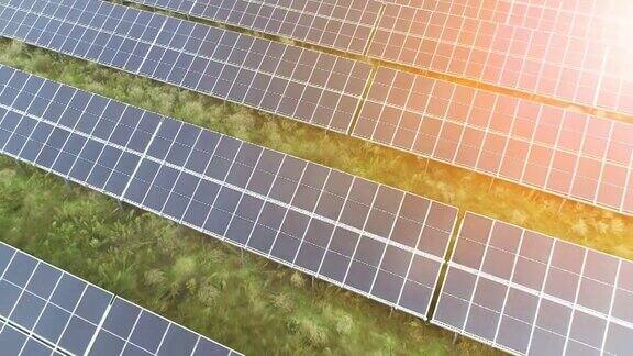 太阳能电池板光伏鸟瞰图光伏发电厂太阳能电池农场发电厂可持续资源和替代电力资源