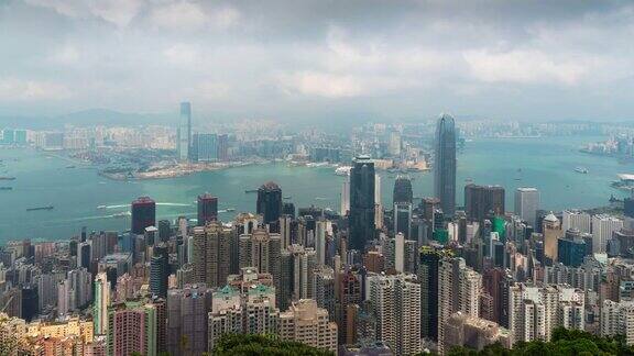 时间推移:从太平山顶眺望香港全景