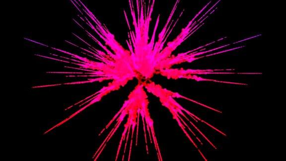 烟花般的油漆爆炸的彩色粉末孤立在黑色背景3d动画作为彩色的抽象背景1