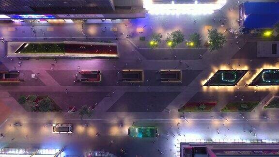 夜景照亮了深圳著名商业交通街道高空俯瞰4k中国全景