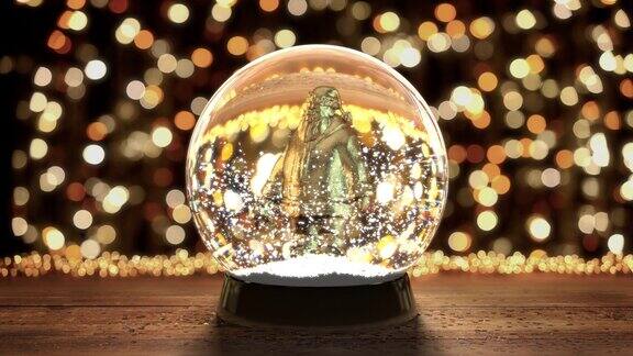 玻璃雪花球与飞舞的雪花背景圣诞灯