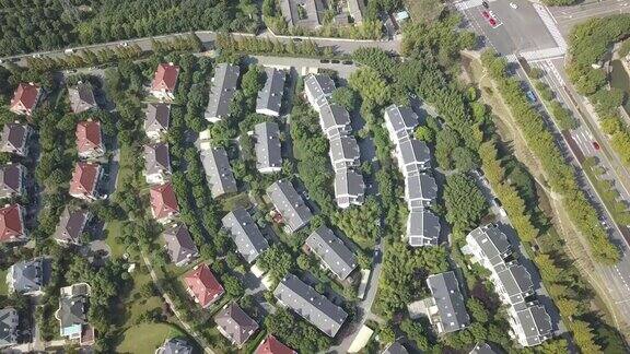 无人机拍摄的中国上海浦东金桥郊区住宅