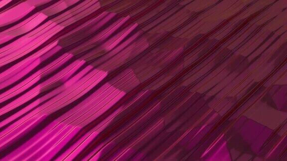 抽象的背景与粉红色的线波浪移动线的表面现代背景模板的文件报告和演示文稿多边形光滑的表面无缝循环3d动画4K