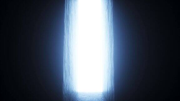 一个孤独的人站在一道光门前现实的4k的动画