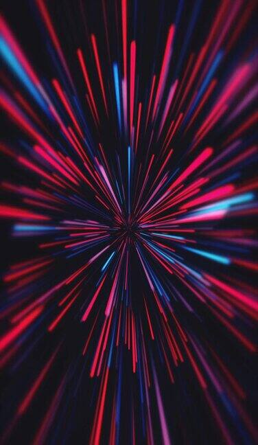 红蓝抽象快速变焦速度运动背景隧道4k动画垂直视频