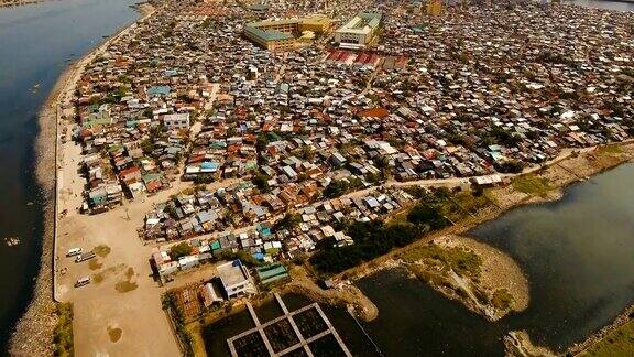 鸟瞰马尼拉贫民区菲律宾马尼拉