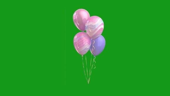 飞行气球运动图形与绿色屏幕背景