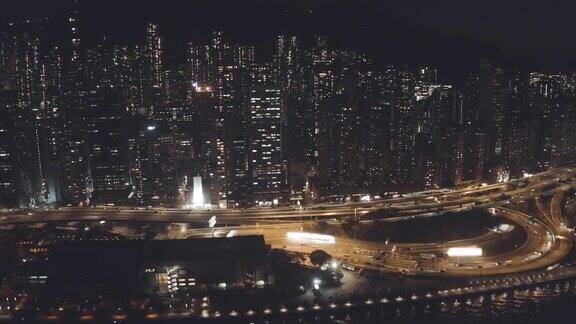 无人机拍摄的香港城市夜景