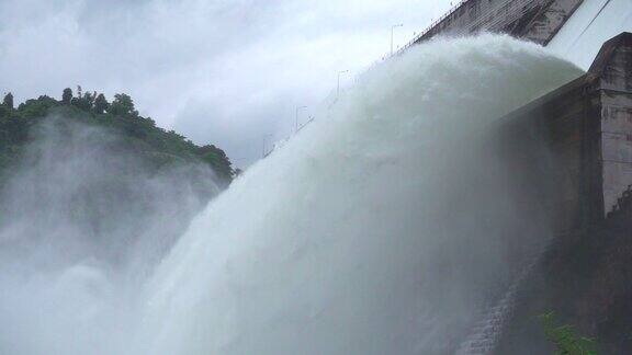 大坝是水力发电的枢纽其出水口的排水是缓慢运动的