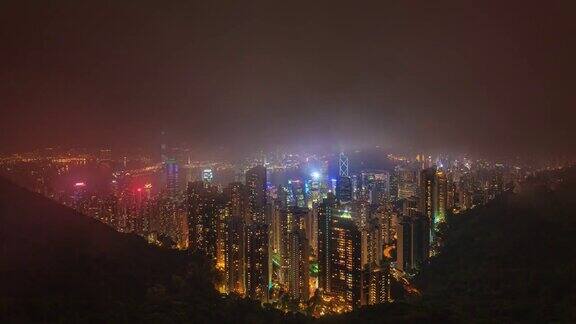 航拍香港九龙岛夜景
