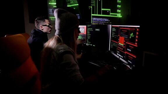 黑客团队侵入电脑在暗室工作