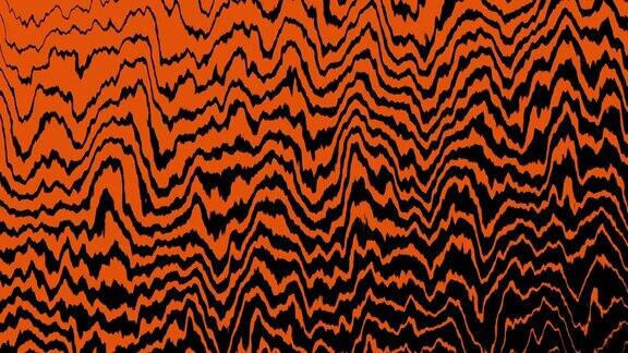 4k橙色老虎波浪线运动动画背景无缝循环