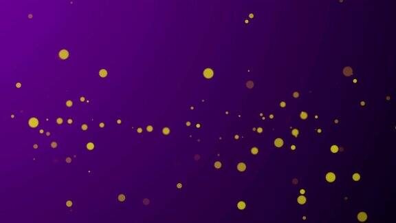 4K黄金粒子运动在紫色的背景空间的文本抽象的移动和无缝循环背景运动图形和动画