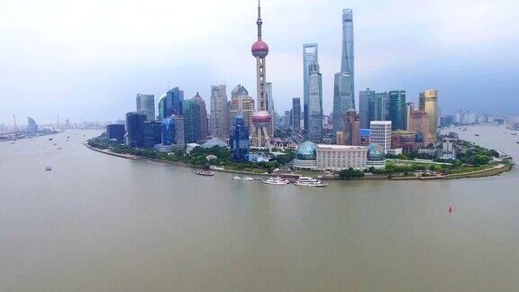 中国上海陆家嘴商业中心鸟瞰图
