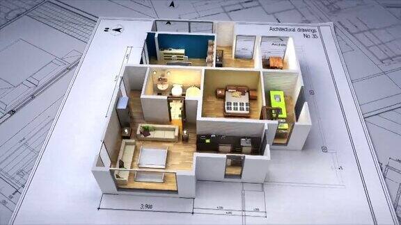 建筑绘图改变了3D房屋内部