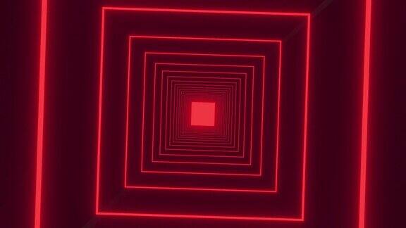 4k无缝循环动画科幻辉光模式红色循环霓虹灯背景