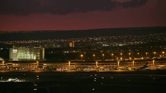 檀香山国际机场夜间航拍