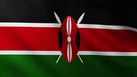 巨大的肯尼亚国旗背景在风中飘扬