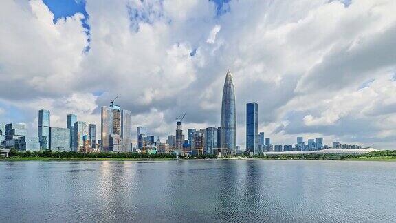 时间推移下中国深圳的城市建筑