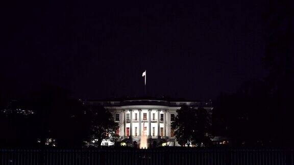 美国哥伦比亚特区华盛顿白宫的夜景建筑
