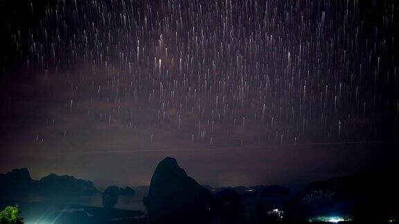 泰国攀牙泰国南社夜空和短星步道的延时拍摄