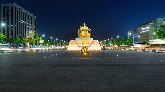 韩国首尔世宗国王的雕像4k时间间隔