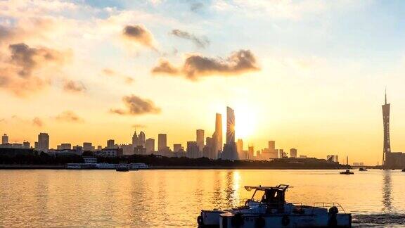 日出时分广州的城市景观