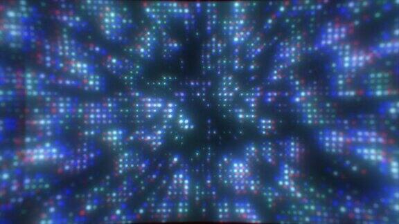 抽象的蓝色未来高科技能量粒子点和正方形神奇明亮的发光背景